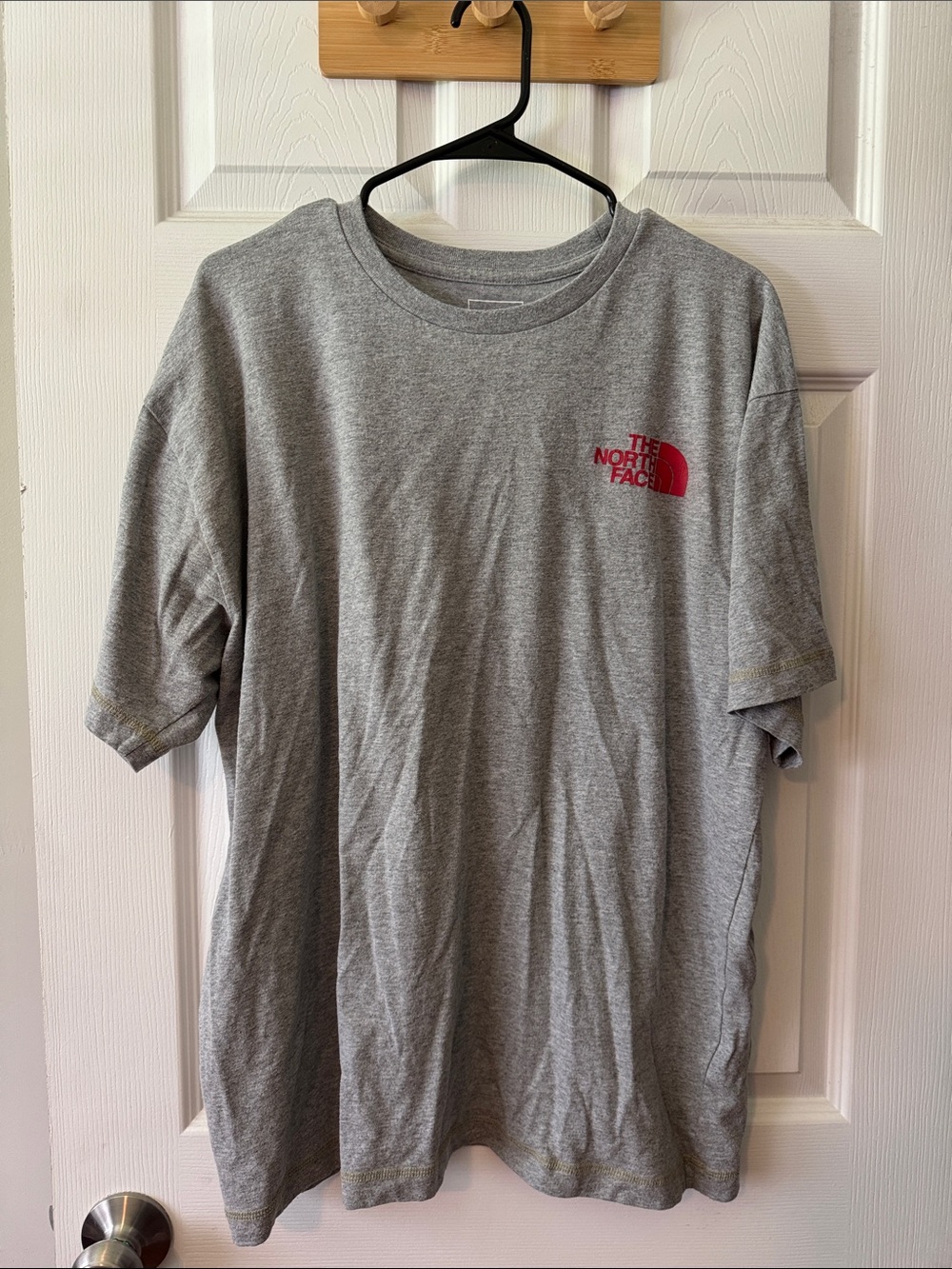The North Face Grey Short Sleeve Tee with Red Logo